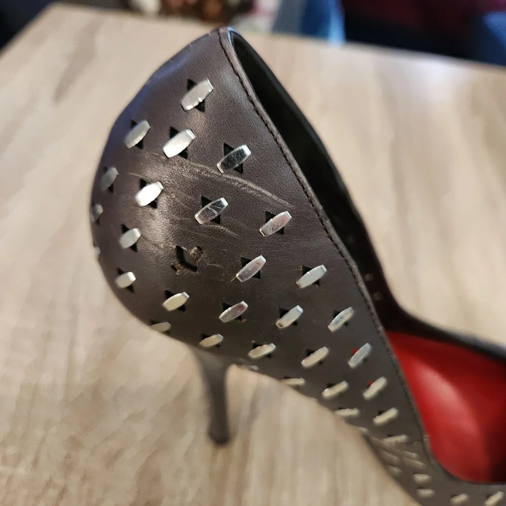 Charles Jourdan Women's Brown and Silver Heels